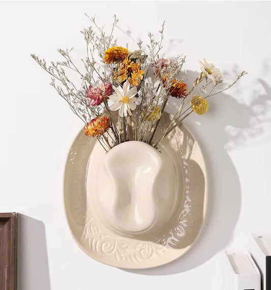 Cowboy Hat Flower Vase